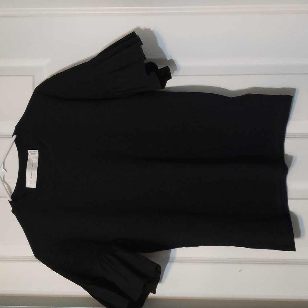 Victoria Beckham Black Ruffle Sleeve Top